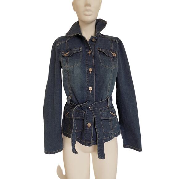 French Cuff denim blazer jacket coat size Small - Picture 1 of 5